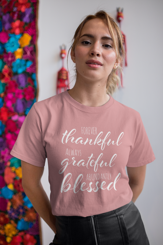 Thankful Grateful Blessed Short-Sleeve T-Shirt - DFTK Designs