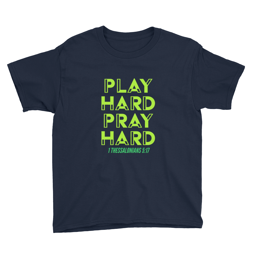 Play Hard Pray Hard Youth Short Sleeve T-Shirt - DFTK Designs