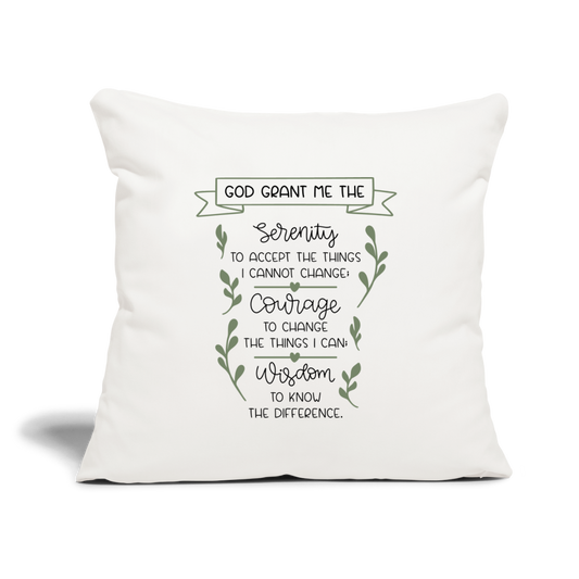 Serenity Prayer Throw Pillow Cover 18” x 18” - natural white